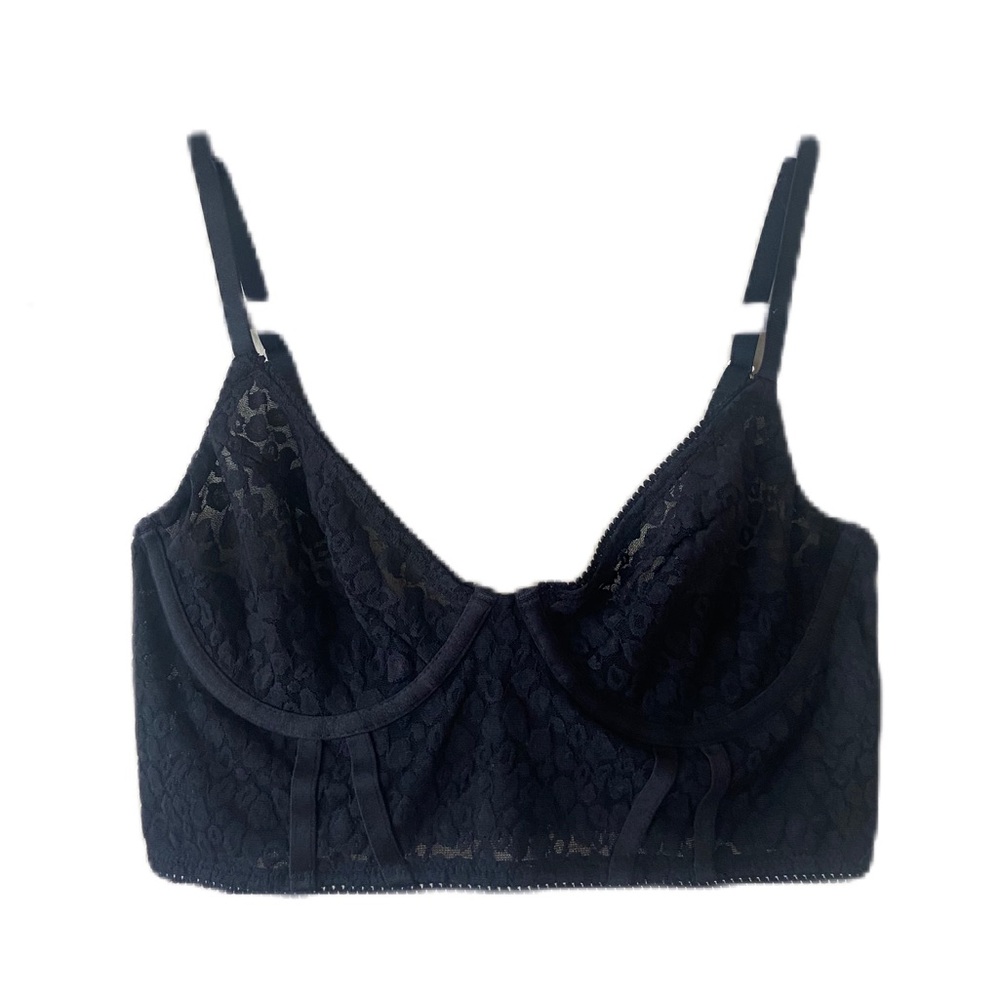 sheer longline bra in black